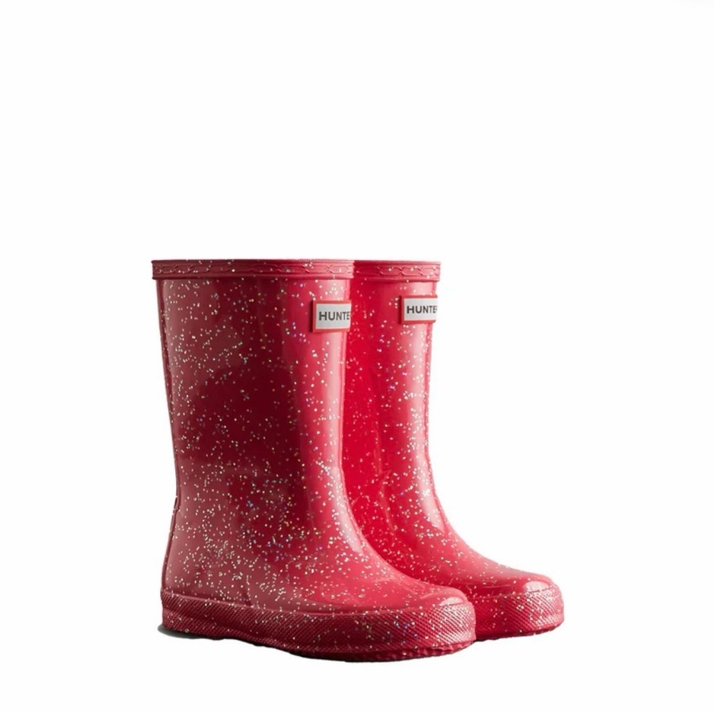 Hunter Sparkling Red Rain Boots Girls Size 10